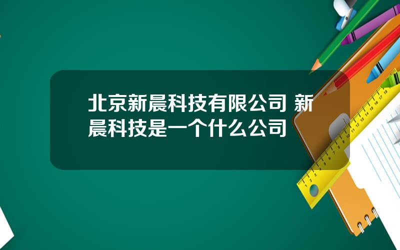 北京新晨科技有限公司 新晨科技是一个什么公司